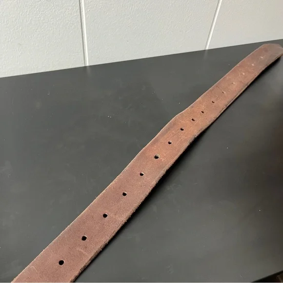 Unbranded Heavyweight Brown Leather Men's Belt Extra Long 50" - Picture 8 of 10